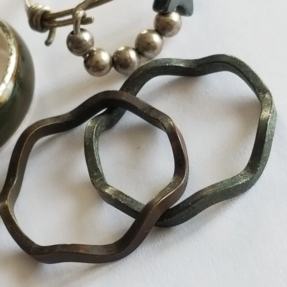 4 rings vintage silver tone ring star boho wavy wire wrapped jewelry lot